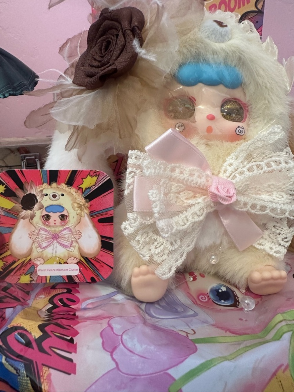 Kebidou Little Creamy Bunny Confirmed Warm Fleece Blossom Cluster - Picture 7 of 12